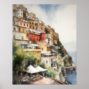 Positano Italien Wasserfarben Kunst Druck Poster