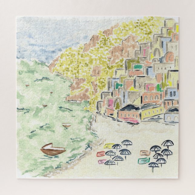 Positano Italy Watercolor Jigsaw Puzzle (Vertikal)