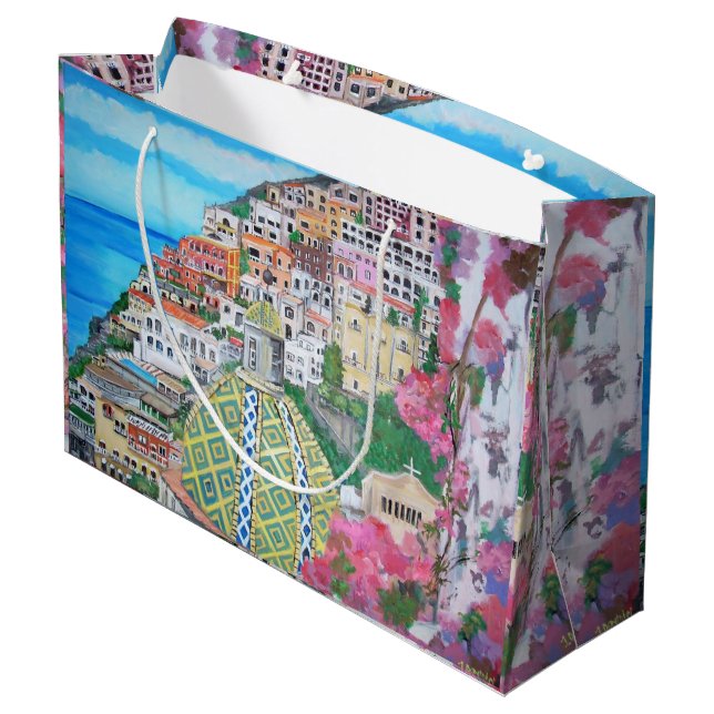 Positano - kundenspezifische Geschenk-Tasche - Große Geschenktüte (Rückseite Schrägansicht)