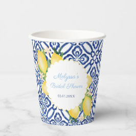 Positano Lemons Blue Tiles Brautparty Party Pappbecher