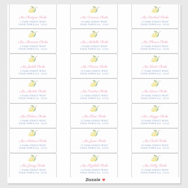 Positano Lemons Guest Envelope Address Labels (Blatt)