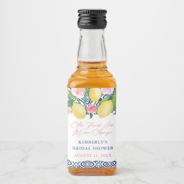 Positano Lemons Main Squeeze Brautparty Favoriten Alkoholflaschenetikett (Vorderseite)