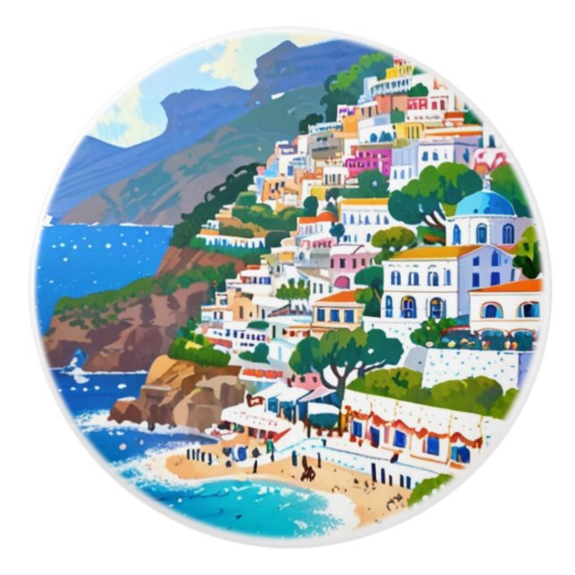 Positano Village, Italien, italienische Küstenstad Keramikknauf (Vorderseite)