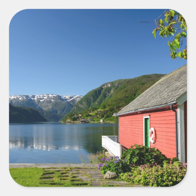 Position de fjord et autocollant norvégiens de (Devant)