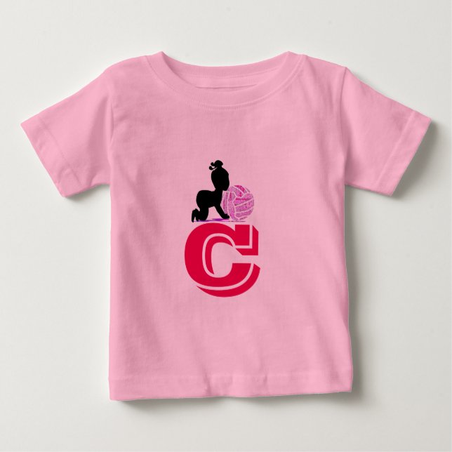 Position des benutzerdefinierten Netball-Center-Sp Baby T-shirt (Vorderseite)