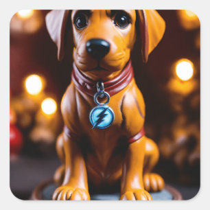 "Positiv Adorable: Niedlicher Hundeaufkleber" Quadratischer Aufkleber