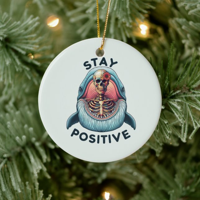 Positiv bleibe Skelett und Wal Keramik Ornament (Baum)