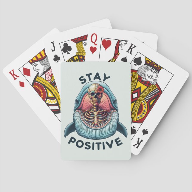 Positiv bleibe Skelett und Wal Spielkarten (Rückseite)