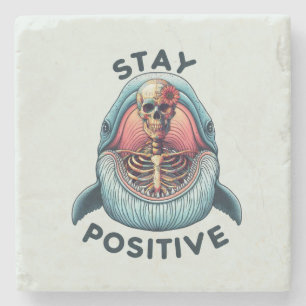 Positiv bleibe Skelett und Wal Steinuntersetzer