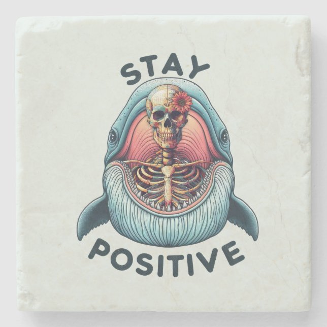Positiv bleibe Skelett und Wal Steinuntersetzer (Vorderseite)