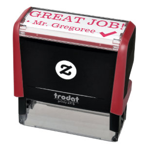 Positiv: "GROSSE ARBEIT!" Briefmarke zu Gummi Permastempel
