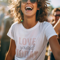 Positiv Liebe dich heute Pastell-Rosa Zitat