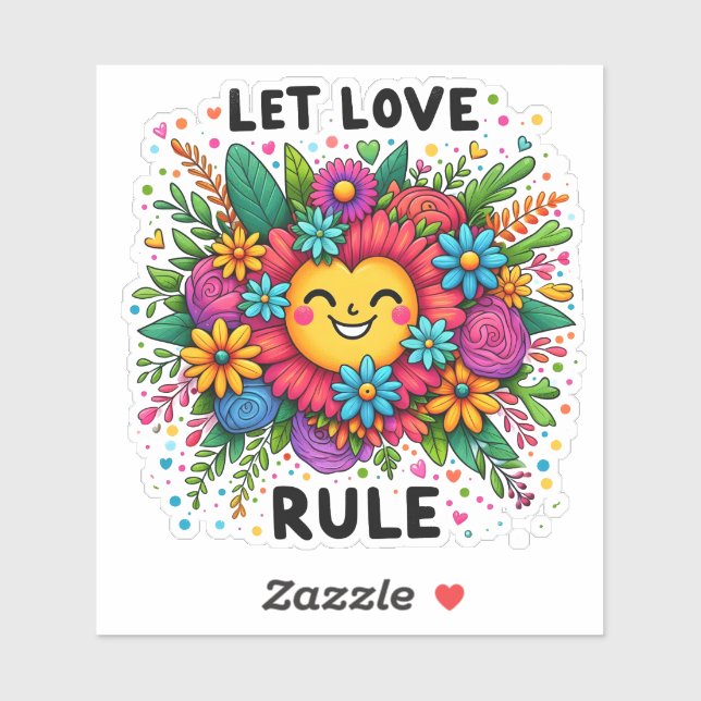 Positiv mit lebendigen Blume und Freude Aufkleber (Blatt)