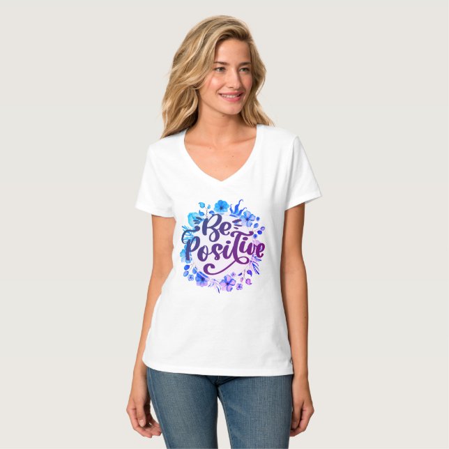 positiv sein T-Shirt (Vorderseite Vollansicht)