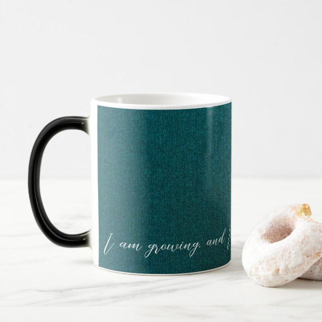 Positive Affirmation Sleek Green/Gold Verwandlungstasse (Mit Donut)