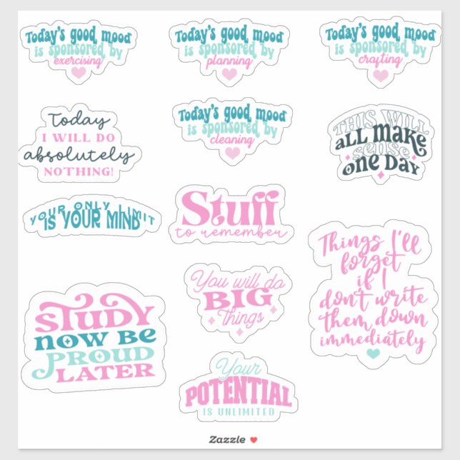 Positive Affirmations Mirror trendy Pack Set von Aufkleber (Blatt)