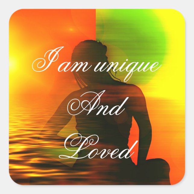 Positive Affirmative Motivation über Selbstwertgef Quadratischer Aufkleber (Vorderseite)