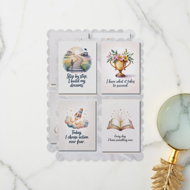 Positive Affirmative Positivity Cards mit 8 positi Dankeskarte (Vorderseite/Rückseite Beispiel)