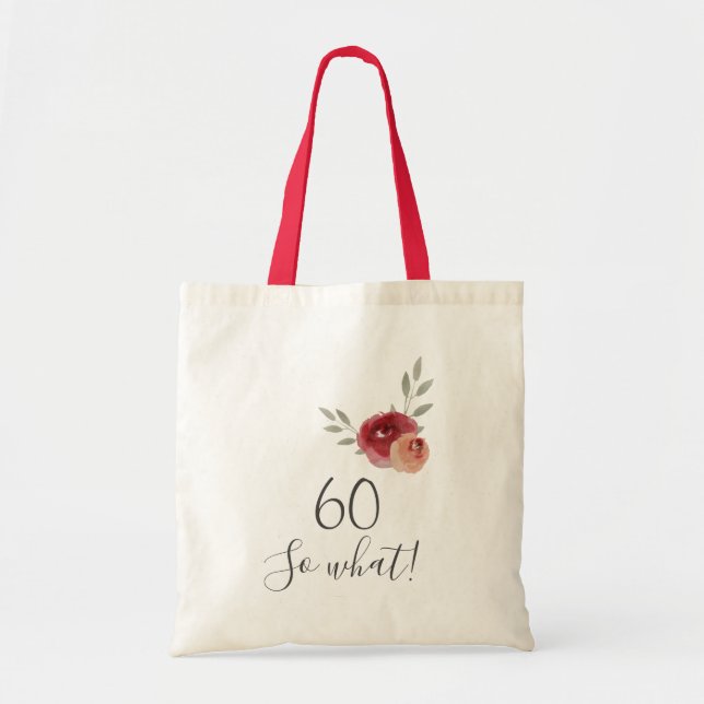 Positive Aquarellfarben Rose Blumenmuster 60. Gebu Tragetasche (Vorne)