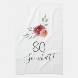 Positive Aquarellfarben Rose Floral 80. Geburtstag Geschirrtuch