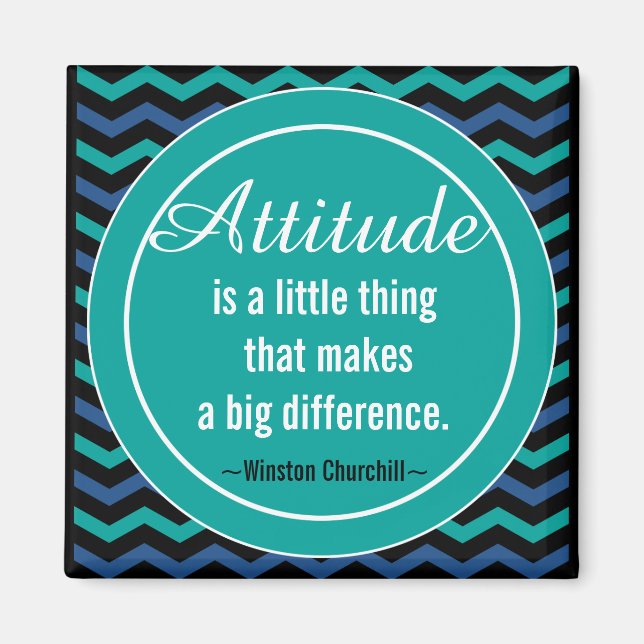 Positive Attitude Churchill Quotation Motivierend Magnet (Vorne)