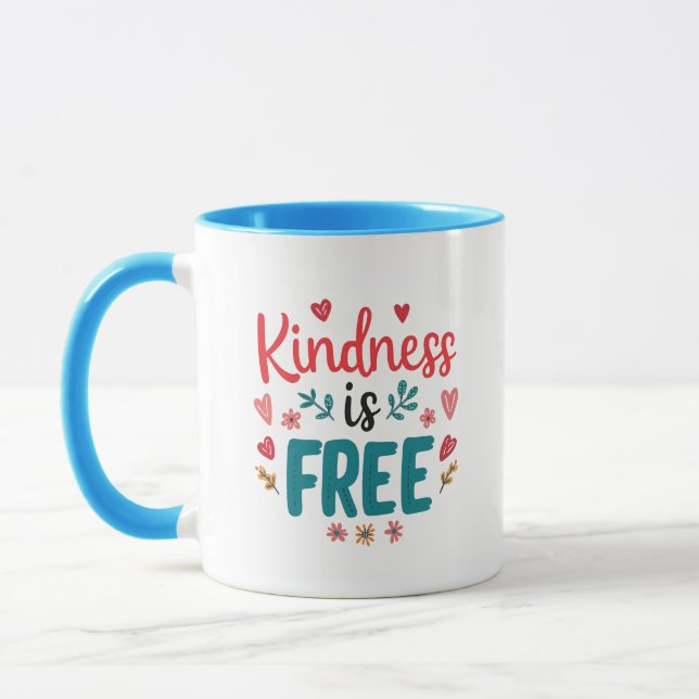 Positive "Be Kind" Message with Hearts Tasse (Links)