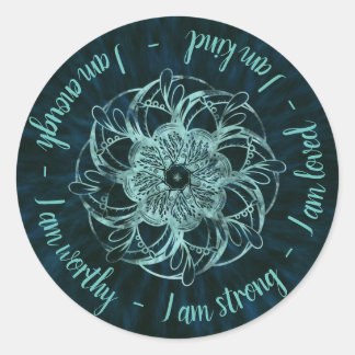 Positive Bejahungen Mandala Runder Aufkleber