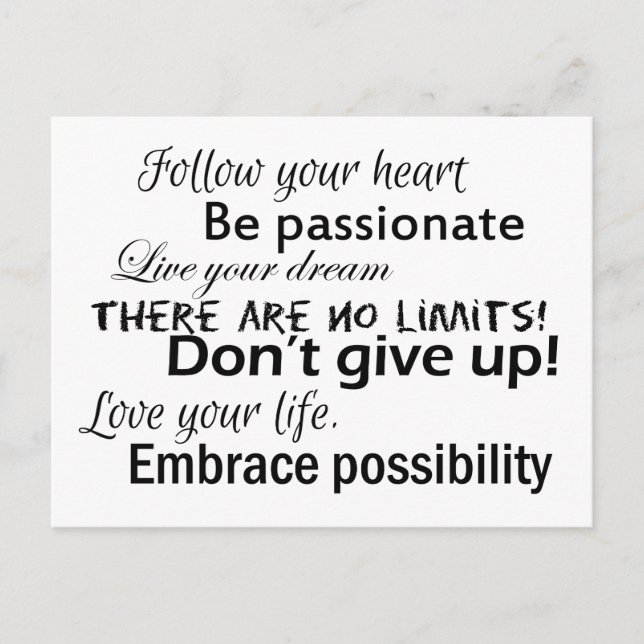 Positive Bejahungen Postkarte (Vorderseite)