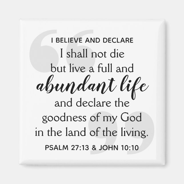 Positive Bestätigung über ABUNDANT LIFE Christlich Magnet (Vorne)