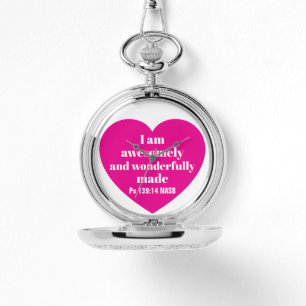Positive Bibelvers-Bestätigung Rosa Herz Süß Armbanduhr