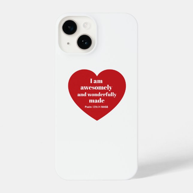 Positive Bible Verse Affirmation Red Heart Cute iPhone 14 Hülle (Rückseite)