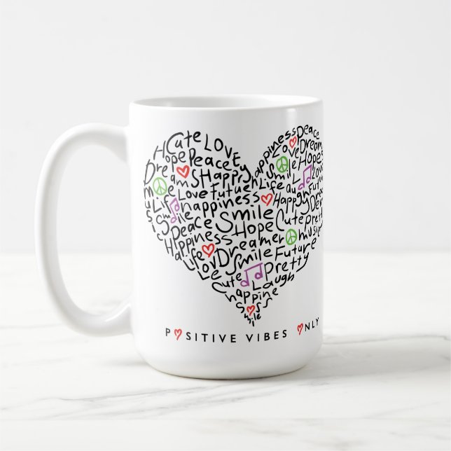 Positive Bilder nur Herzdesign Kaffeetasse (Links)
