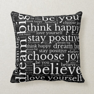 Positive Bilder WordArt Muster Weißer Text Schwarz Kissen