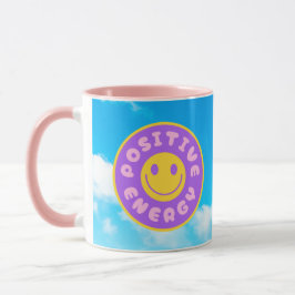 Positive Energie Tasse rosa Griff und Happy Face