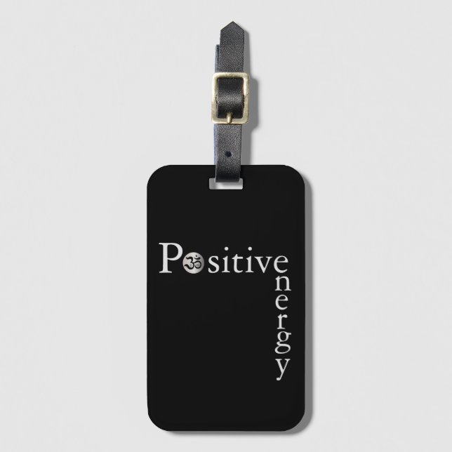 Positive Energie Zen Om Minimalistisch Schwarz-Wei Gepäckanhänger (Vorderseite Vertikal)
