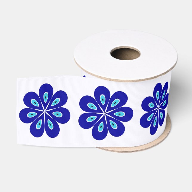 Positive Energiebilder mit blauem, floralen, bösen Ripsband (Spule)
