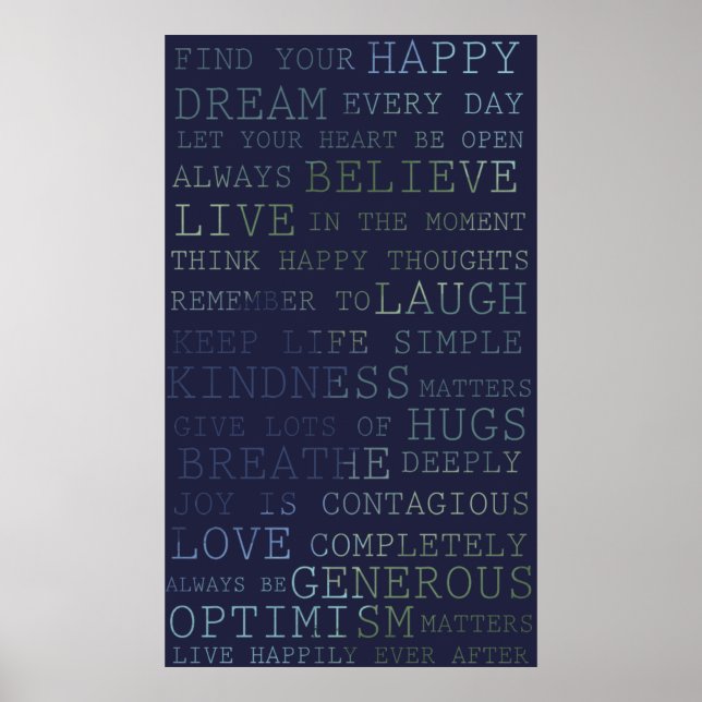 Positive Gedanken Inspirationswörter Poster (Vorne)