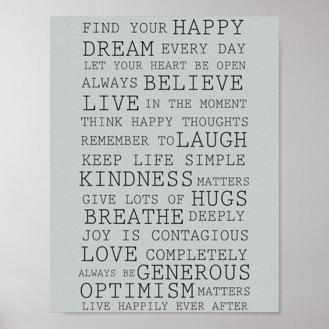 Positive Gedanken Inspirationswörter Poster (Vorne)