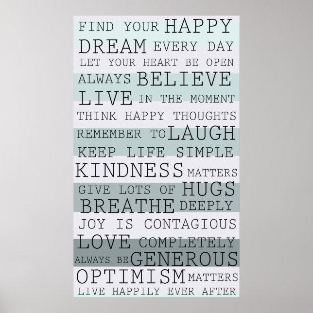 Positive Gedanken Inspirationswörter Poster (Vorne)