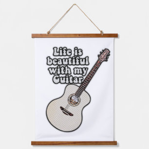 positive Gitarrenspieler-Redewendungen Wandteppich Mit Holzrahmen