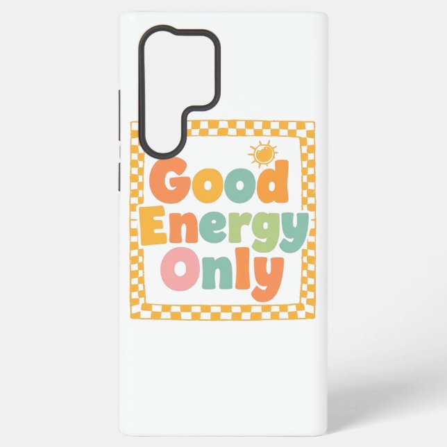 Positive "Good Energy Only" Checkered Frame Samsung Galaxy Hülle (Rückseite)