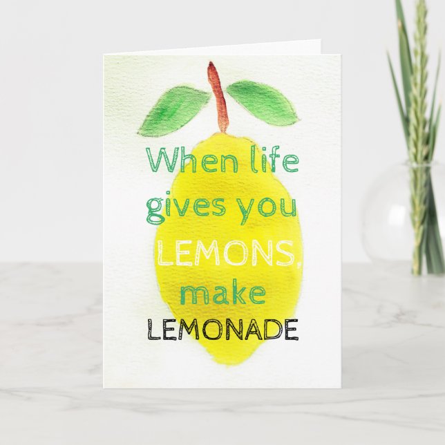 Positive Grußkarte mit Aquarelllemon Karte (Vorderseite)
