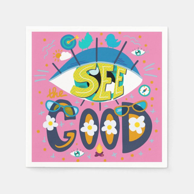 Positive inspirierende Zitat lebhaft Sommer Rosa Serviette (Vorderseite)