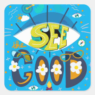 Positive inspirierende Zitat lebhaft sommerblau Quadratischer Aufkleber