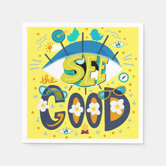 Positive inspirierende Zitat lebhaft Sommergelb Serviette (Vorderseite)