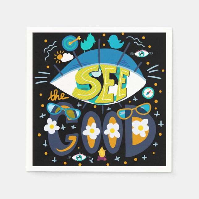 Positive inspirierende Zitat lebhaften Sommer schw Serviette (Vorderseite)