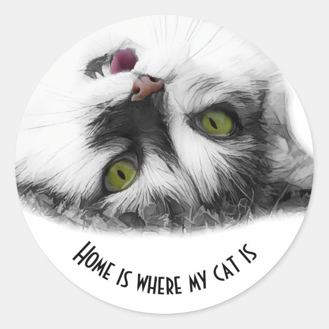 Positive Katze anpassbar Runder Aufkleber (Vorderseite)
