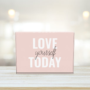 Positive Liebe dich heute Pastell-Rosa Zitat Fotoblock