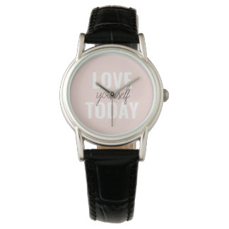 Positive Liebe Sie heute Pastel Pink Zitat Armbanduhr
