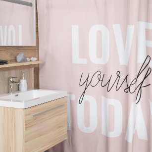 Positive Liebe Sie heute Pastel Pink Zitat Duschvorhang